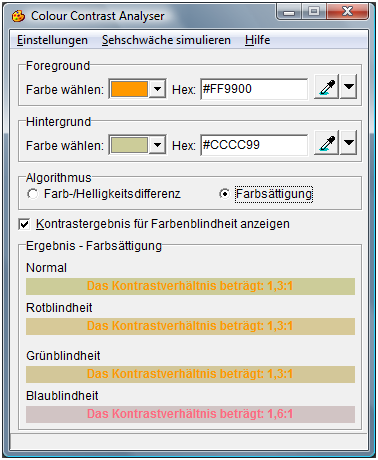 ungeeignetes Kontrastverhältnis