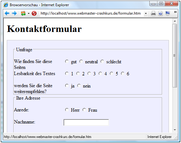 Formulare über CSS gestalten