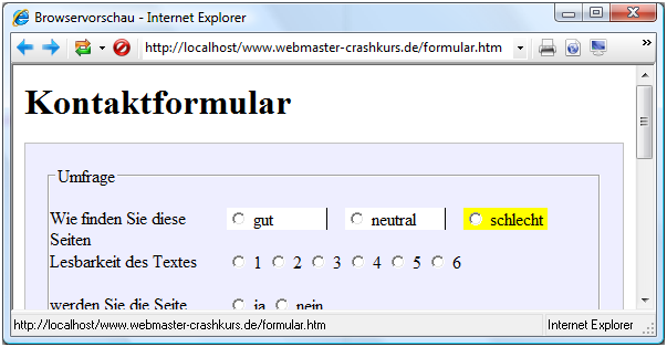 Formulare über CSS gestalten