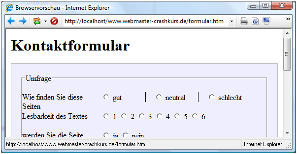 Formulare über CSS gestalten