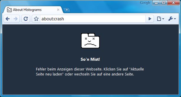Google Chrome about:crash